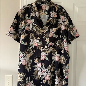 Floral Black Hawaiian Shirt for Men
